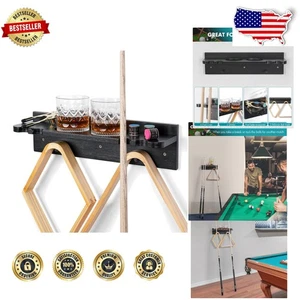 Bambus Pool Queue Rack 4 Queues Getränkehalter Modern Schwarz Holz - Bild 1 von 10