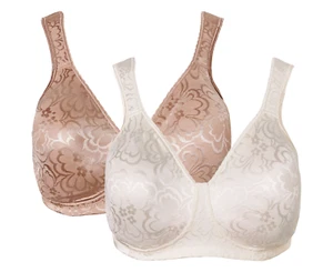 2 Pack Playtex Women's Ultimate Lift & Support Wirefree Bra 20D - Pearl/Toffee - Picture 1 of 9