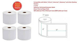 4 Rolls 4x6 Direct Thermal Shipping Labels - 500 per roll - 2000 labels - Picture 1 of 2
