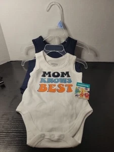 One Piece Tank Under Shirt Infant Baby 3-6 Months 2 pieces 1 Graphic 1 Solid - Picture 1 of 3