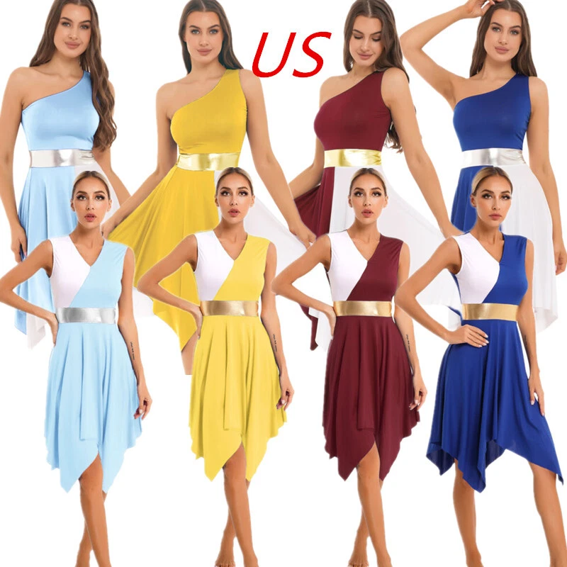 Mujeres Vestido de Baile de Alabanza Litúrgica Túnica Ropa de Baile Lírica Disfraz de Adoración Foto 1 de 2