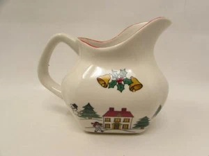 The Joy of Christmas  by Jamestown Creamer Christmas Scene Red Trim b228 - Picture 1 of 2