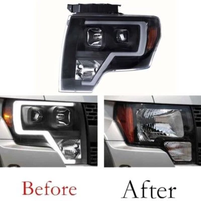 Um par de faróis projetor HID refit conjunto de faróis de LED 09-14 para Ford F-150 - Imagem 1 de 4