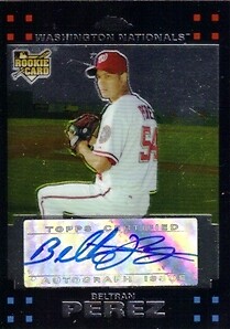 2007 Topps Chrome Washington Nationals Baseball Card #351 Beltran Perez RC Auto