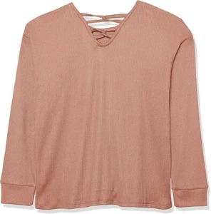 The Children's Place Girls' Long Sleeve Ribbed Tie Front Top - Cinnamon - XS 4 - Picture 1 of 3