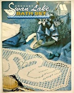 Swan Lake Bath Bathroom Set Crochet Pattern Book Towel Edgings, S-M-L Swan +++