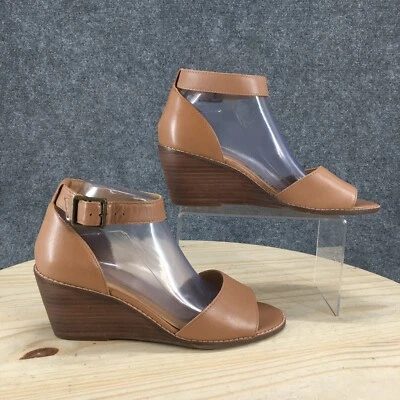 Crown 复古凉鞋女式 9 M Cintia 踝带楔形露趾米色皮革 — 第 1/4 张图片