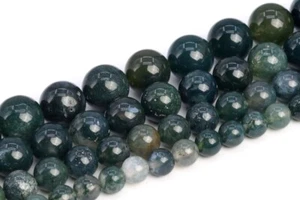 Cuentas sueltas redondas de musgo verde natural grado AAA 3/4/6/8/10/12/15-16 MM - Imagen 1 de 14