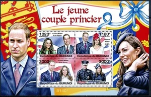 BURUNDI 2011 MNH 4v SS, William & Kate, Royal Family  - Picture 1 of 1