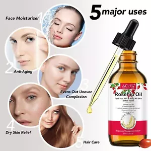 Rosehip oil Organic - for Face, Hair 100% Pure, Cold Pressed for Anti-Aging 60ml - Picture 1 of 6