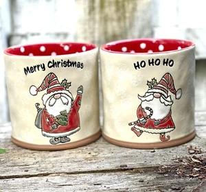 2 Barnaby Santa 5” Planter (s) By Blue Sky Under The Sun Ceramic Pot Gnome - Picture 1 of 11
