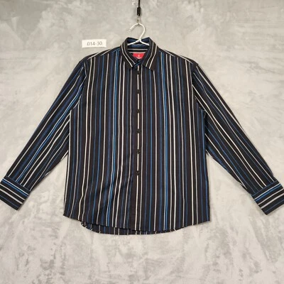 Fred Bracks Boys L/Sleeve Dress Shirt Size 14 BLK STRIPE COTTON BLEND LIKE NEW - Image 1 of 4