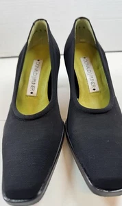 Donald J Pliner Black Nylon Slip On Heels Size 8M S1 Lamir Style 10346 Mesh Side - Picture 1 of 11