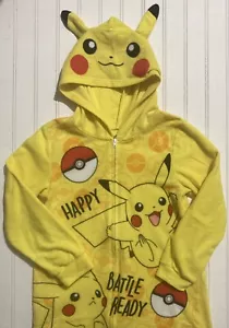 Pokémon Kid’s Halloween Costume Dress Up Bodysuit Size 8 Yellow Hooded Zip Up - Picture 1 of 7