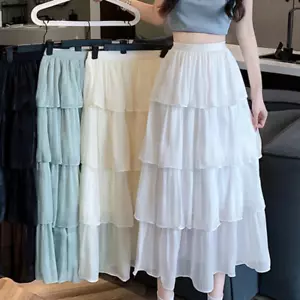 Damen Lang Tüllrock Glitzer Rüschen Multi Schichten Party Bankett Elegant Sommer - Bild 1 von 16