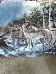 Wolf Wolves Moon Forest Fleece Throw Blanket Northwest  - Picture 1 of 6