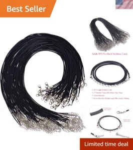 Durable 1.5mm Black Necklace Cord with Lobster Clasp - Jewelry Making Supplies - Picture 1 of 9