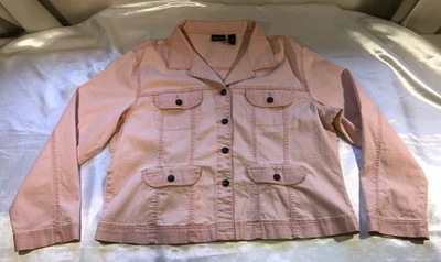 Chicos Denim Jacket Trucker Pink Peach Womens Size 3 (XL) - Image 1 of 4