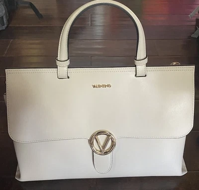 Valentino White Hand Bag Shoulder Gold Tote Bag and Pouch NWT Italy - Image 1 of 4