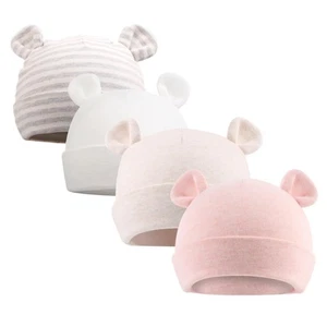 Original Cotton Newborn Hats for Girl Striped Preemie Baby Hats Bear Ears Inf... - Picture 1 of 6