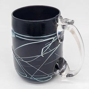 Andres & Chapman Signed Threaded Modern Art Glass Mug Cup Amethyst - Picture 1 of 20