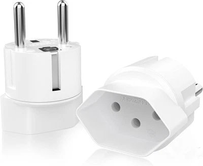 Reiseadapter, 2er Pack Schweiz auf EU Reisestecker Adapter 3 Pin Schweiz auf 2 - Bild 1 von 4
