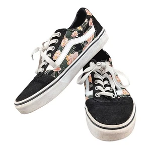 Vans Ward Low Top Floral Black Canvas Sneakers Women's Size 7 - Picture 1 of 9