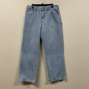 Vintage 90s Tommy Jeans Men's Light Blue Denim Carpenter Jeans Size 36x32 - Picture 1 of 8