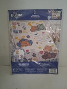 Bucilla Baby Sweet Dreams Stamped Cross Stitch 6 Quilt Blocks 15" x 15" Blanket - Picture 1 of 4