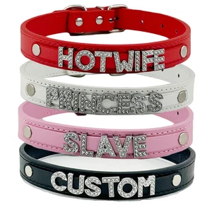 Collana Personalizzata Lettere Papà Schiavo Collare Strass Bdsm Chocker Festa R4 - Foto 1 di 10