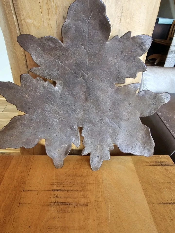 Rustic Metal Leaf Decor Plate - Image 1 of 4