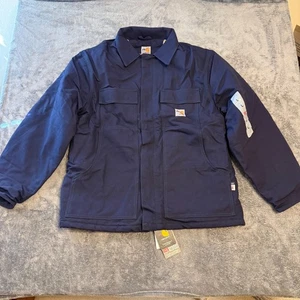Carhartt Men FR Duck Traditional Quilt Lined Jacket CAT4 Navy NWT SzL 101618-410 - Picture 1 of 7
