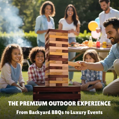 Giant Wooden Tower Stacking Game – Weather Resistant, 60 Jumbo Blocks + Storage - Image 1 of 4