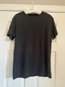 Theory Men's Short Sleeve Gaskell T Shirt Sz M 100% Cotton Dark Grey Peru Slub - Picture 1 of 4