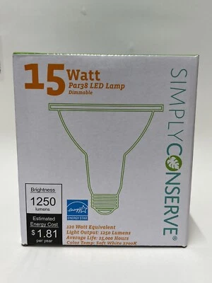 Simply Conserve 15 Watt LED Warm White Flood Light Par38 LPAR38D15W-27K - Image 1 of 4