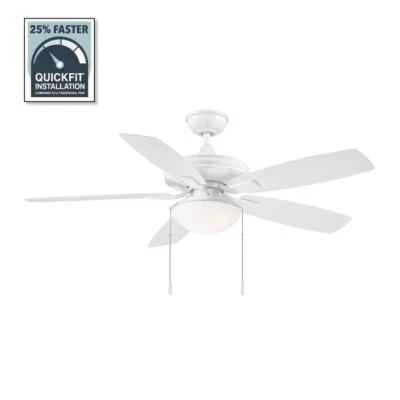 Hampton Bay Gazebo III 52 in. Indoor/Outdoor Wet Rated White Ceiling Fan w/LED - Image 1 of 4