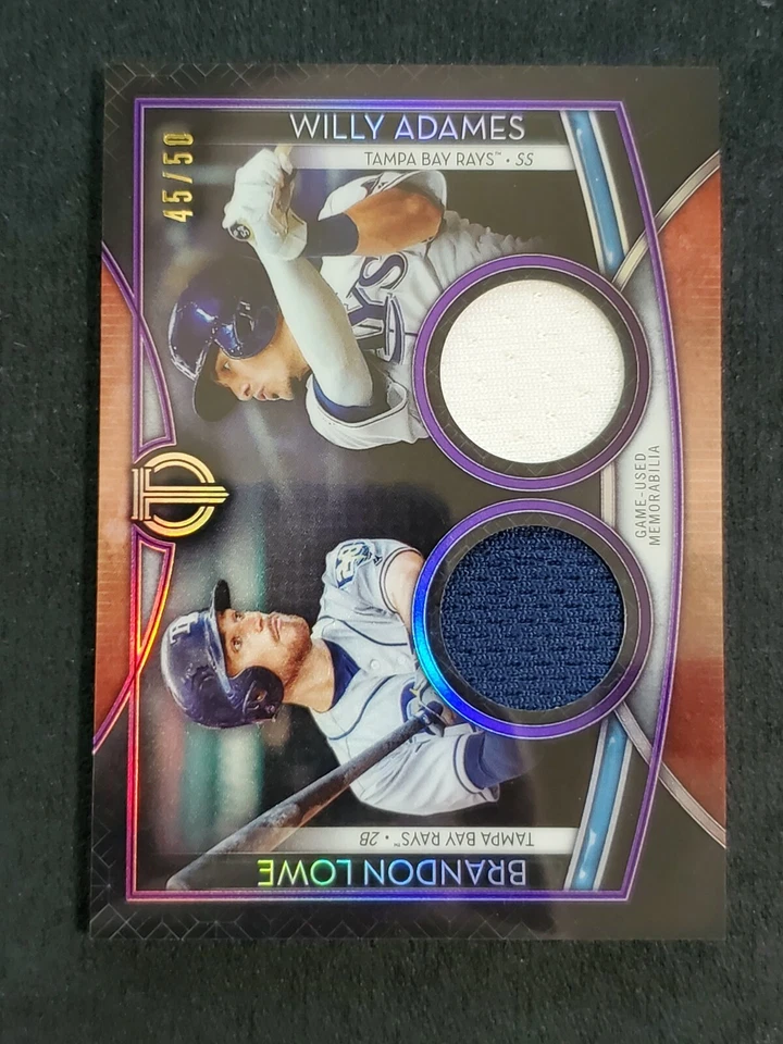 2020 Topps Tribute Dual Relics Purple /50 DR-LA Willy Adames Brandon Lowe S5920K - Image 1 of 1