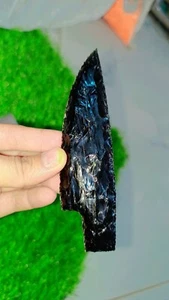 Cuchillo grande de obsidiana negra natural tallado de 5" cristal curativo exhibición de decoración del hogar - Imagen 1 de 2