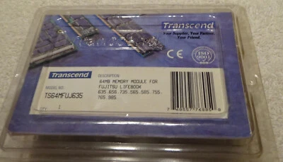 Transcend 64MB Memory Module MOD.N TS64MFUJ635 FUJISTU LIFE BOOK - Image 1 of 4