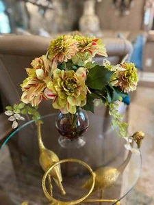 Triger Streifen Limettengrünes Glas mit Kirschen Einsatz Arrangement Vase - Bild 1 von 7