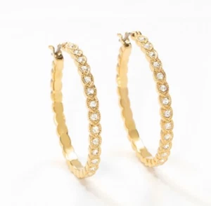 💎Touchstone Crystal Hoop Earrings Gold Plating New Condition - Picture 1 of 2