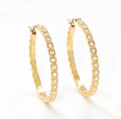 💎Touchstone Crystal Hoop Earrings Gold Plating New Condition - Image 1 of 2