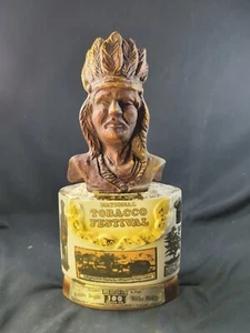 Jim Beam National TOBACCO FESTIVAL Native American  INDIAN HEAD decanter 12.5” - Picture 1 of 17