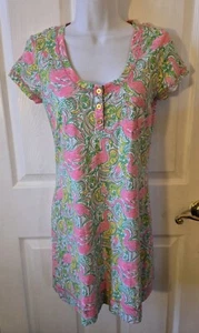 Lily Pulitzer Pima Cotton Shift Dress Pink Flamingos Women's Size Small - Picture 1 of 5