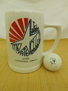 VINTAGE LATROBE ARNOLD PALMER GOLF BALL & MUG 1976 BICENTENNIAL - Picture 1 of 11