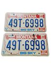 Montana Big Sky  Bicentennial 76 License Plates Pair  Number 49T6998  Expired