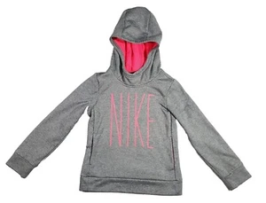 Nike DriFit Girls Small Gray Pink Pullover Hoodie "Hole On side" - Picture 1 of 10