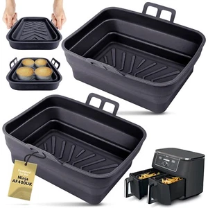 Tower T17088 Dual Air Fryer Liners Accessories Basket Vortx 9L Silicone 2Pcs UK - Picture 1 of 6