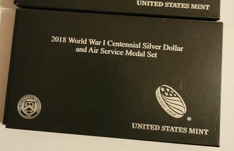 2018 World War I Centennial Silver Dollar and Air Force Medal Set Cover