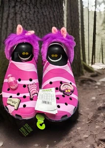 Disney Parks CROCS CHESHIRE CAT Clogs Alice in Wonderland Adult M13 New!! - Picture 1 of 11
